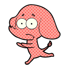 cartoon unsure elephant running away