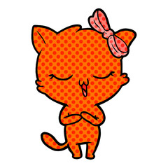cartoon cat with bow on head