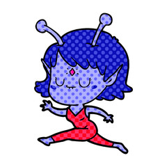 cartoon alien girl jumping