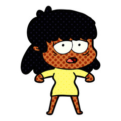 cartoon tired woman