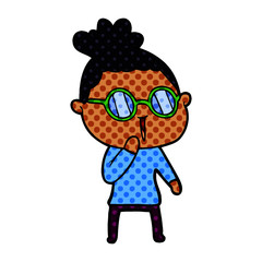 cartoon woman wearing spectacles