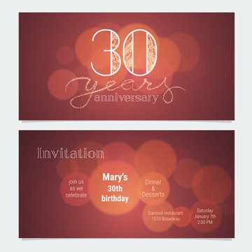 30 years anniversary invitation to celebration vector illustration