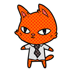 cartoon cat in office clothes