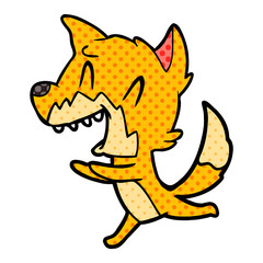 laughing fox running away