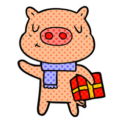 cartoon christmas pig