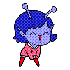 cartoon alien girl laughing