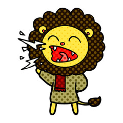 Obraz premium cartoon roaring lion