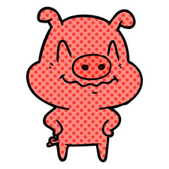 nervous cartoon pig