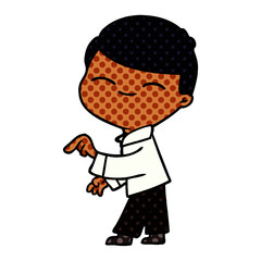 cartoon smiling boy pointing