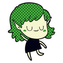 happy cartoon elf girl wearing dress