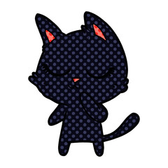 calm cartoon cat considering