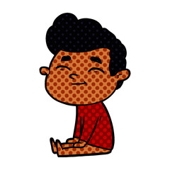 happy cartoon man sitting