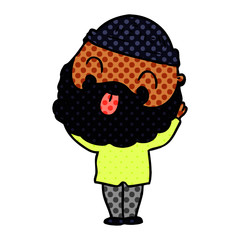 man with beard sticking out tongue