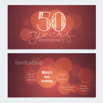50 years anniversary invitation to celebration vector illustration