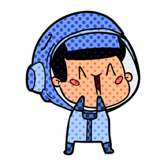 happy cartoon astronaut