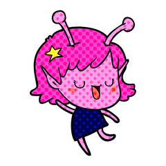 happy alien girl cartoon laughing