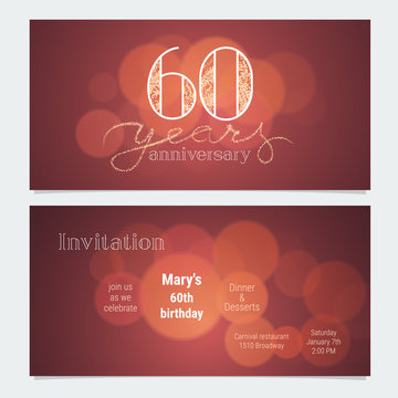 60 years anniversary invitation to celebration vector illustration