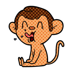 crazy cartoon monkey sitting