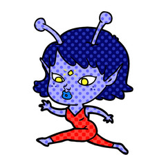 pretty cartoon alien girl running