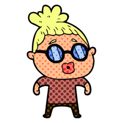 cartoon woman wearing spectacles
