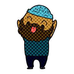 man with beard sticking out tongue