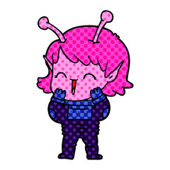 cartoon alien girl giggling