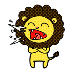 Obraz premium cartoon roaring lion