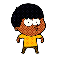cartoon curious boy