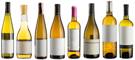 White wine bottles set