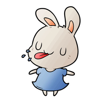 cute cartoon rabbit blowing raspberry