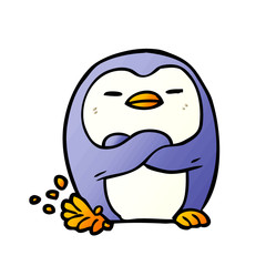 cartoon penguin tapping foot