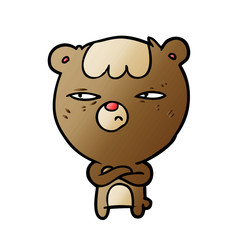 cartoon annoyed bear with arms crossed