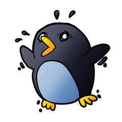 cartoon frightened penguin