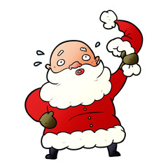 cartoon santa claus waving his hat