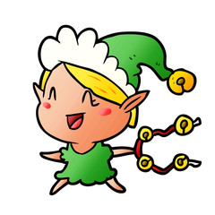 cartoon happy christmas elf