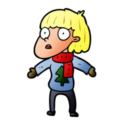 cartoon surprised christmas person