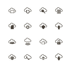 Computer Cloud icons. Perfect black pictogram on white background. Flat simple vector icon.
