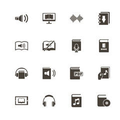 Ebooks icons. Perfect black pictogram on white background. Flat simple vector icon.