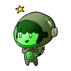 cartoon female future astronaut in space suit