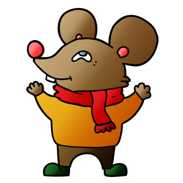 cartoon mouse wearing scarf
