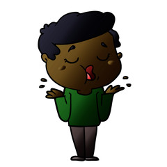 cartoon man talking and shrugging shoulders