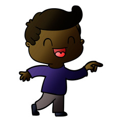 cartoon happy man pointing