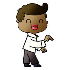 cartoon happy man pointing