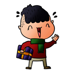 cartoon happy boy surprised