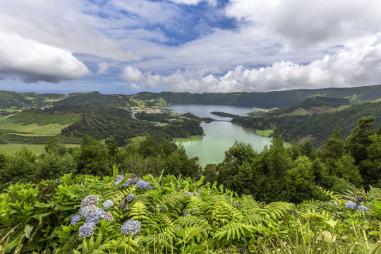 Beautiful view of Seven Cities Lake "Lagoa das Sete Cidades"  in Sao Miguel Island - Azores - Portugal