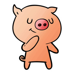 happy cartoon pig