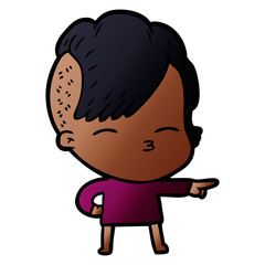 cartoon squinting girl