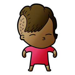 cartoon squinting girl