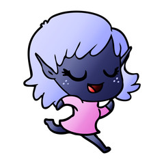 happy cartoon elf girl running