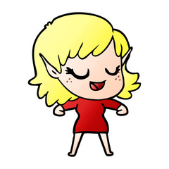 happy cartoon elf girl
